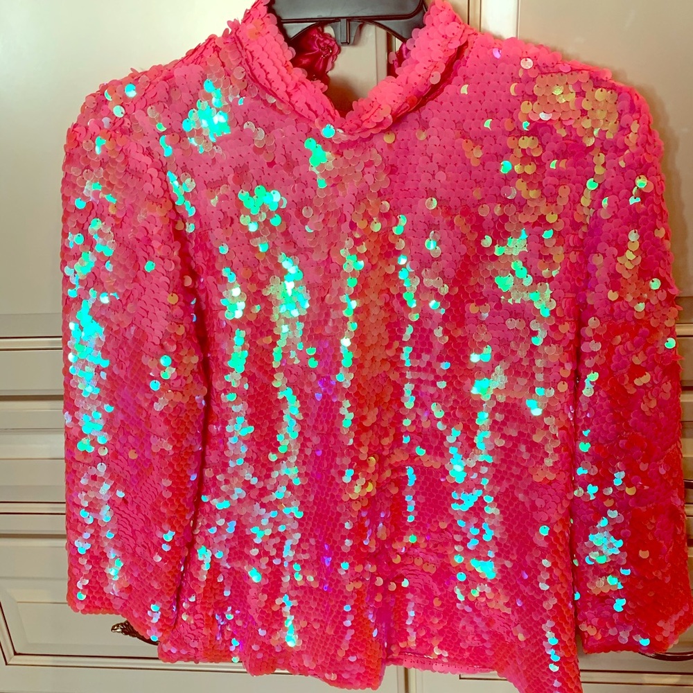 MILLY  NWT hot pink sequin top !